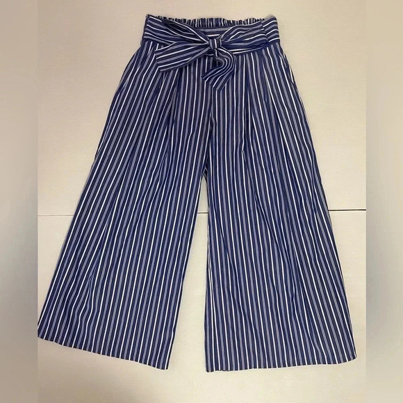3 FOR $15 Misa Los Angeles Blue and White Striped Cropped Wide Leg Pants SZ XS - Picture 2 of 10